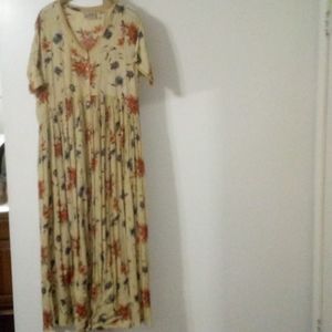 Flower print button down tie back dress